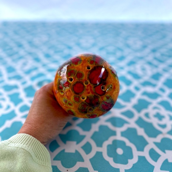 Vintage 1970s Ceramic Orange Yellow Brown Mushroom Shaker - Picture 8 of 8